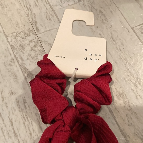 a new day Target Red Satin Long Tail Hair Twister Scrunchie - Picture 3 of 10